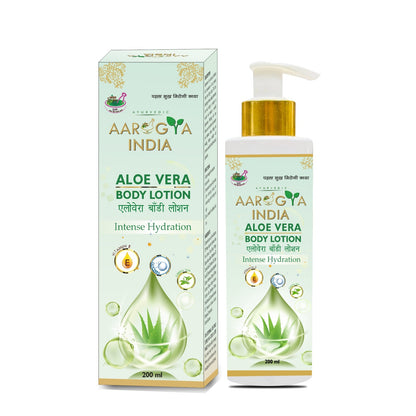 Aarogya India Hydrating Aloe Vera Body Lotion | Body Lotion for Dry Skin | Moisturizing Lotion (200 ml)