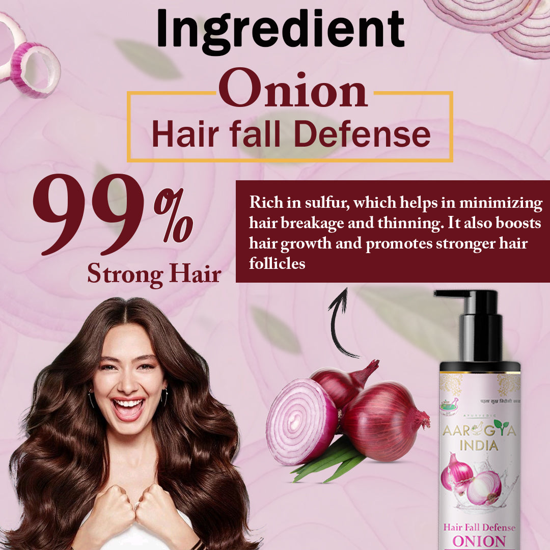 Aarogya India Natural Onion Shampoo for Hair Fall Defense | Strengthening Hair Growth Formula (100 ml)