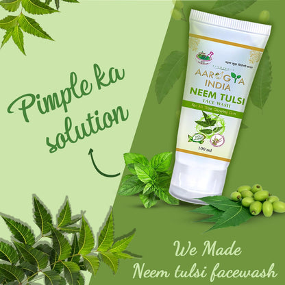 Aarogya India: Neem Tulsi Facewash | Aroma Neem Facewash for Pimples | Men & Women Face Wash (100 ml)