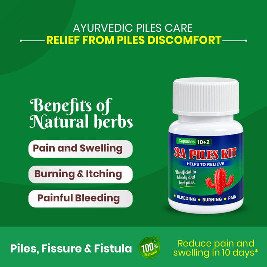 3A Piles Kit – Ayurvedic Herbal Capsules for Piles Care & Digestive Comfort | 12 Capsules