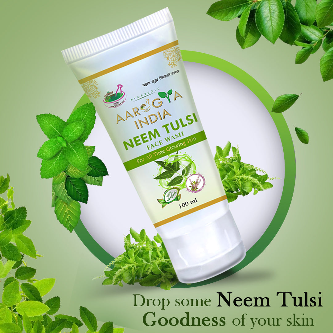 Aarogya India: Neem Tulsi Facewash | Aroma Neem Facewash for Pimples | Men & Women Face Wash (100 ml)